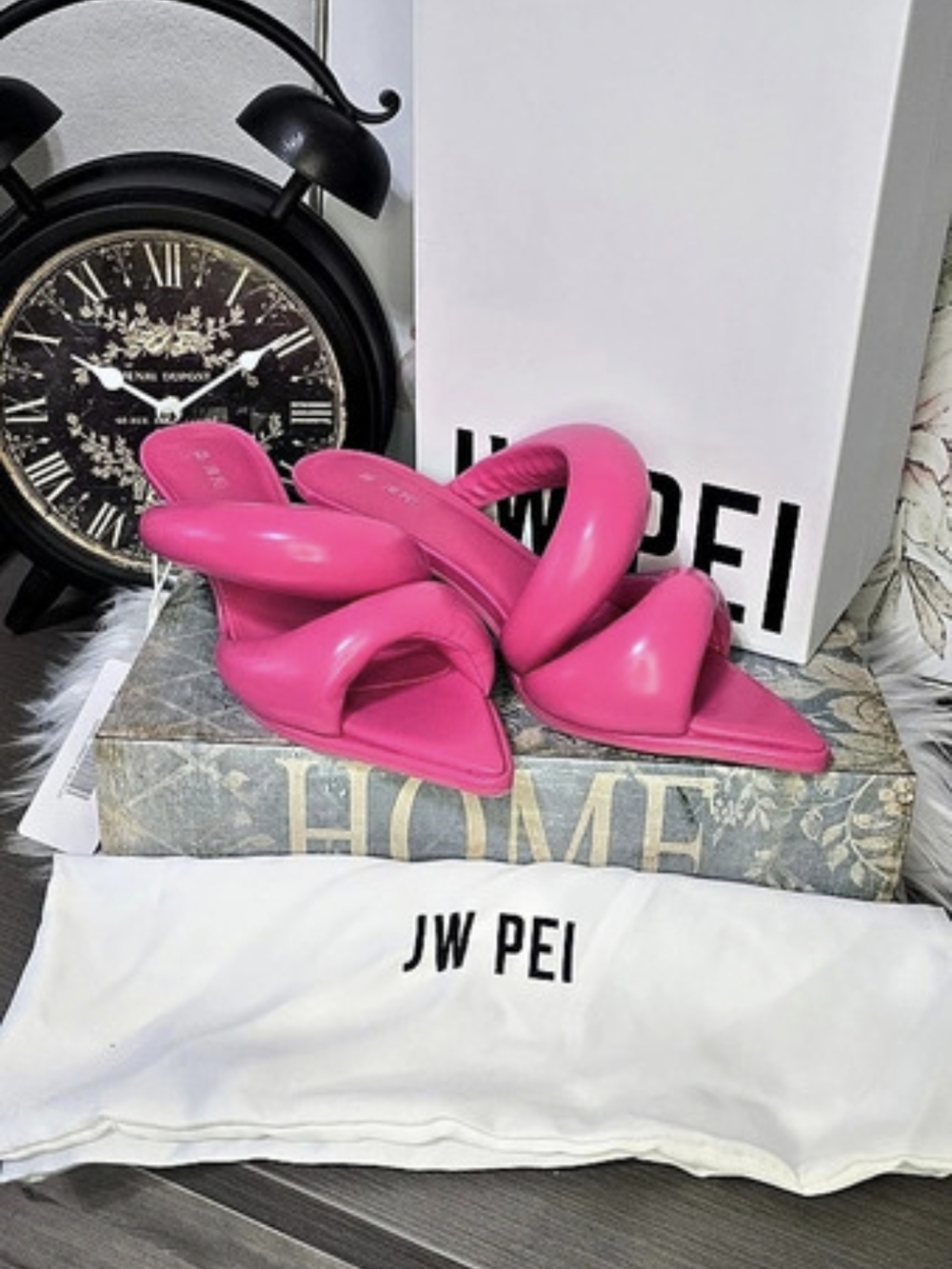 JW PEI Sara Puffy Mule Heels Pink NWT